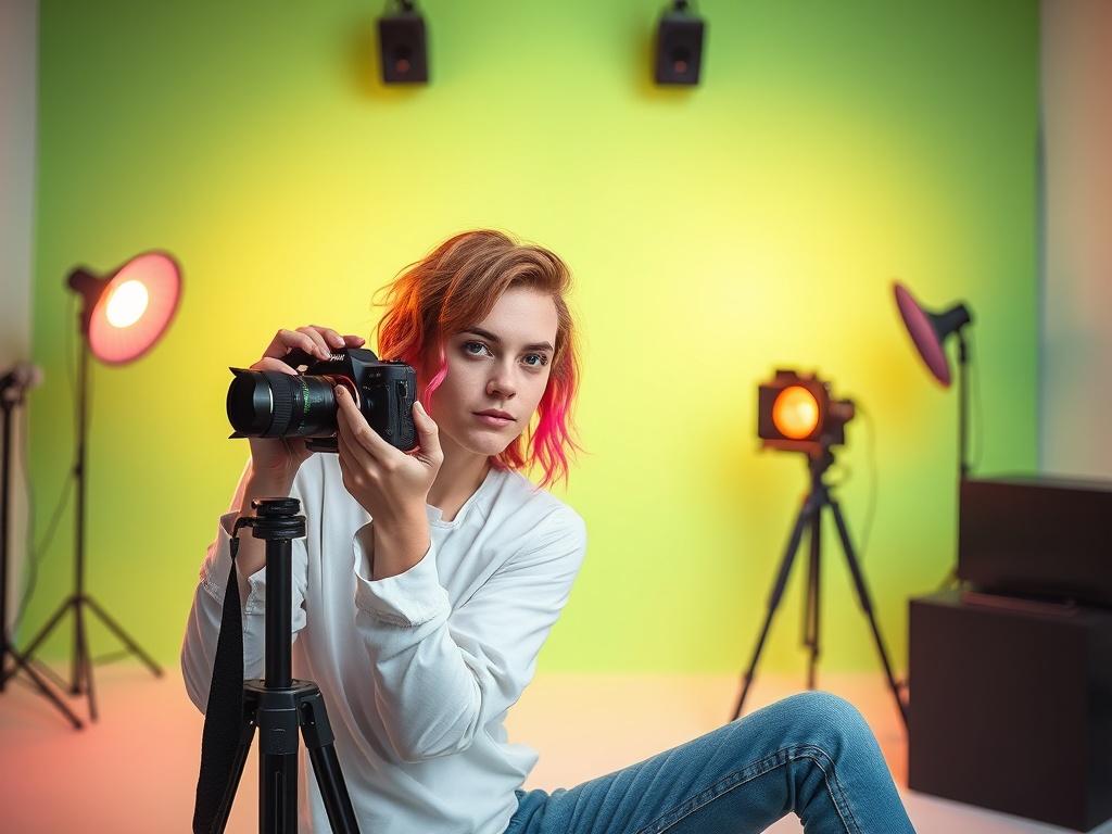 A visually striking image depicting a confident adult content creator