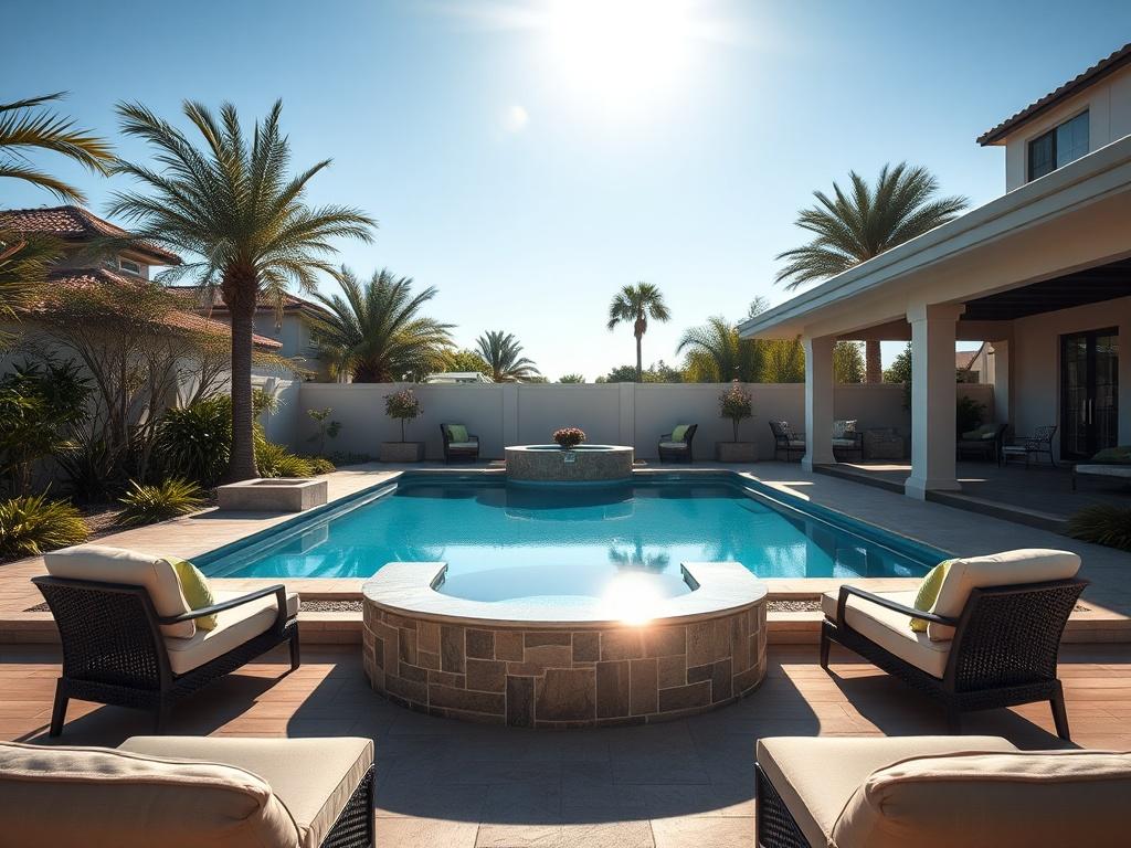 A beautiful and inviting swimming pool in a backyard setting