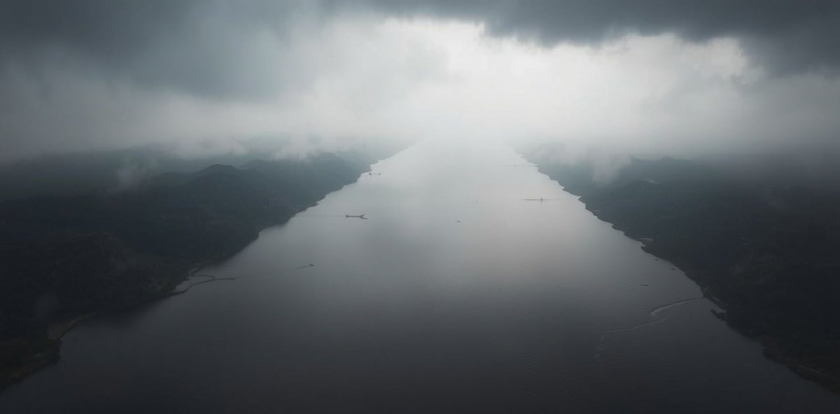 Mighty Congo River aerial view