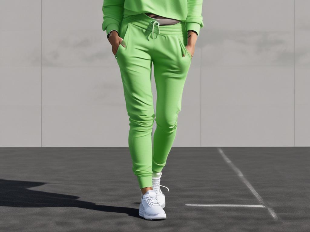 joggers, streetwear, black and neon green, trendy, comfortable