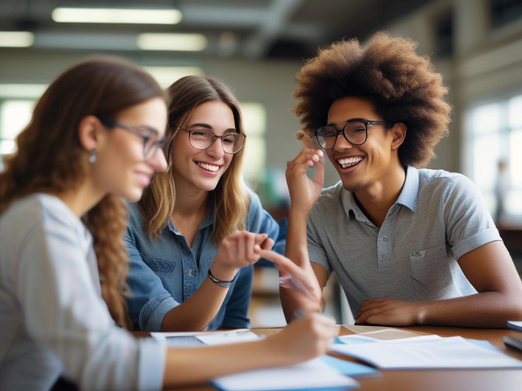 A close up shot of a diverse group of students