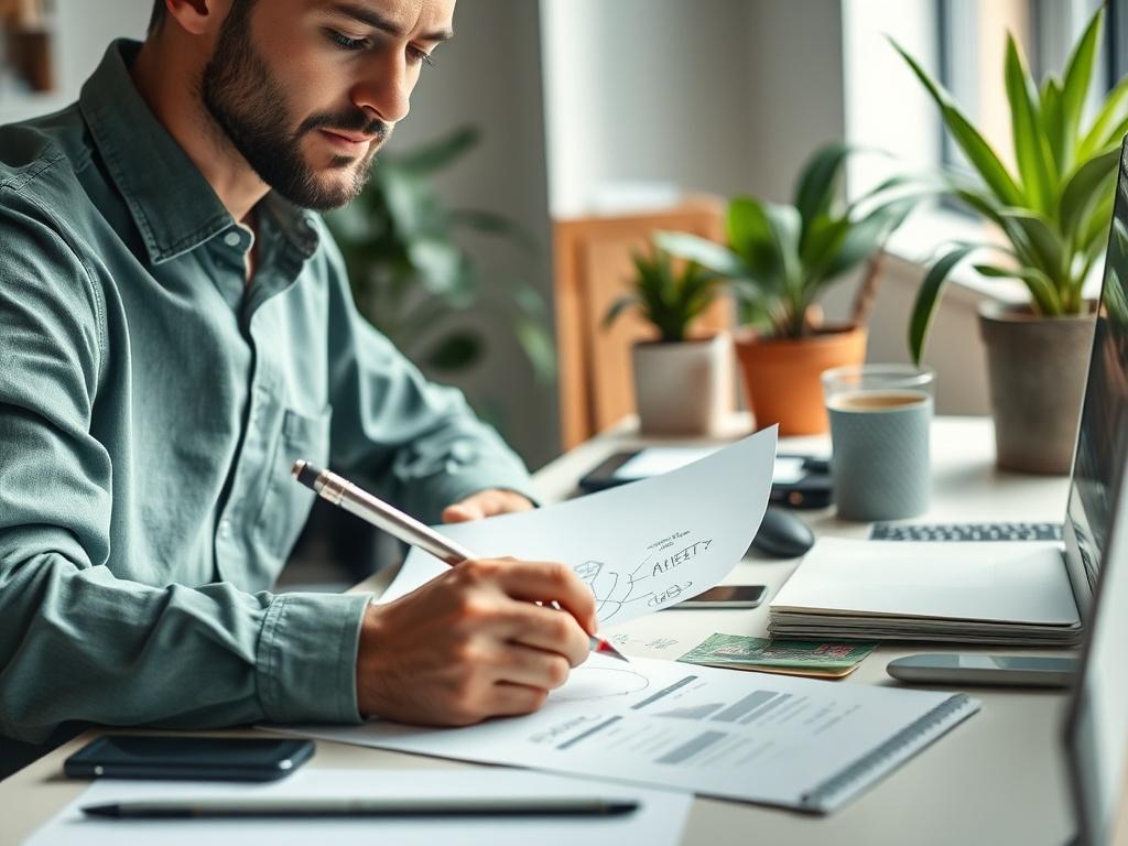 A close up of a creative professional sketching ideas on