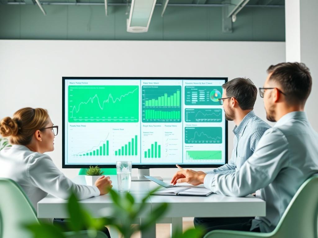 A close up of a team analyzing data on a