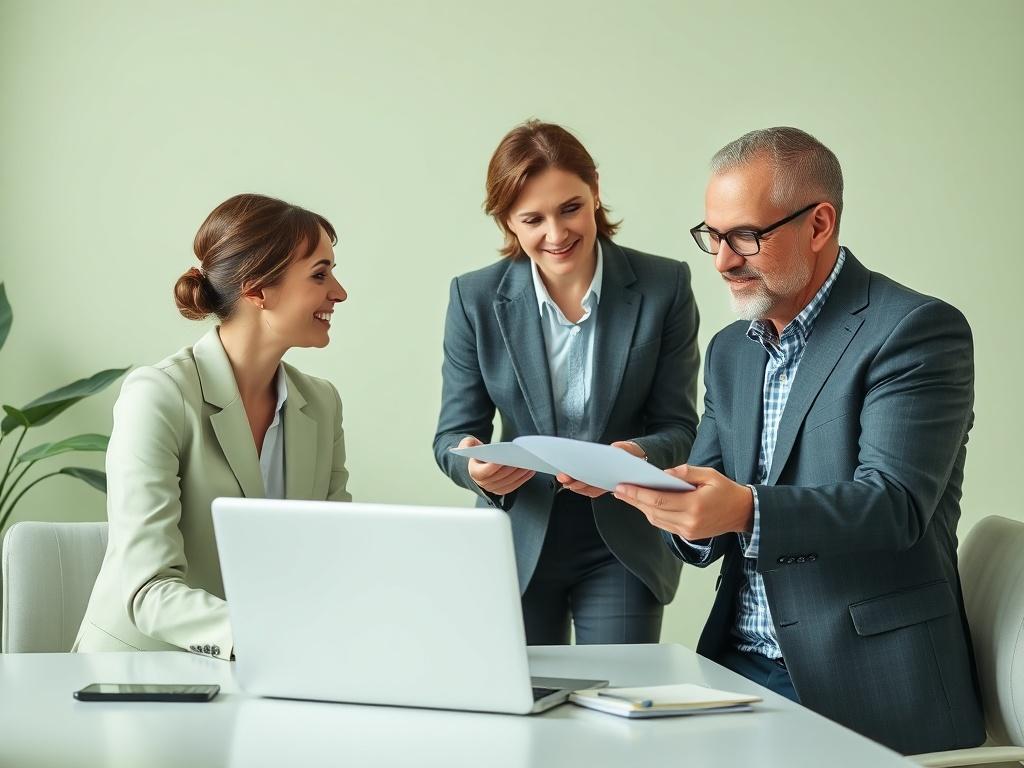 A consultant providing guidance to a client during a meeting,