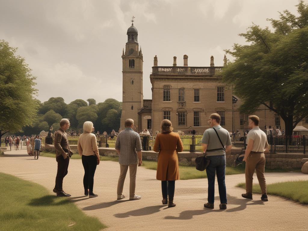 An inviting outdoor scene showcasing a guided tour in progress