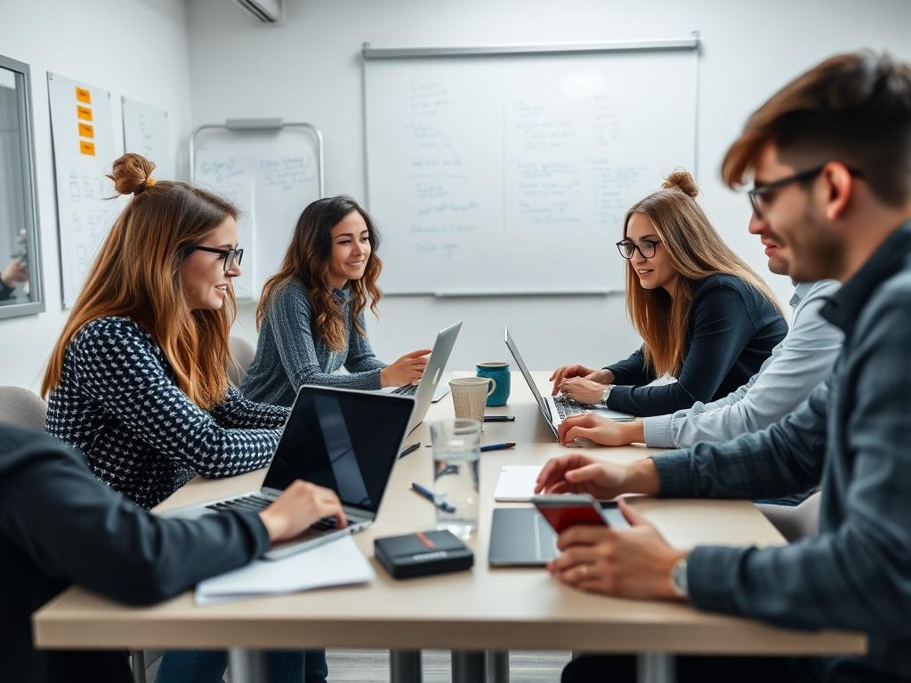 A focused shot of a modern office space with a