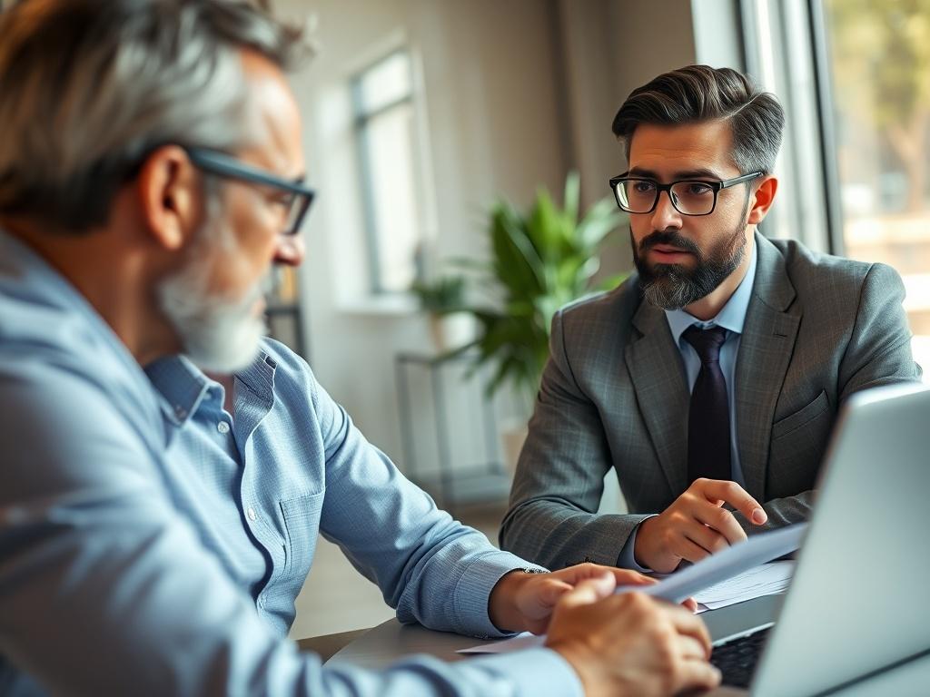 A close up shot of a professional consulting session, featuring