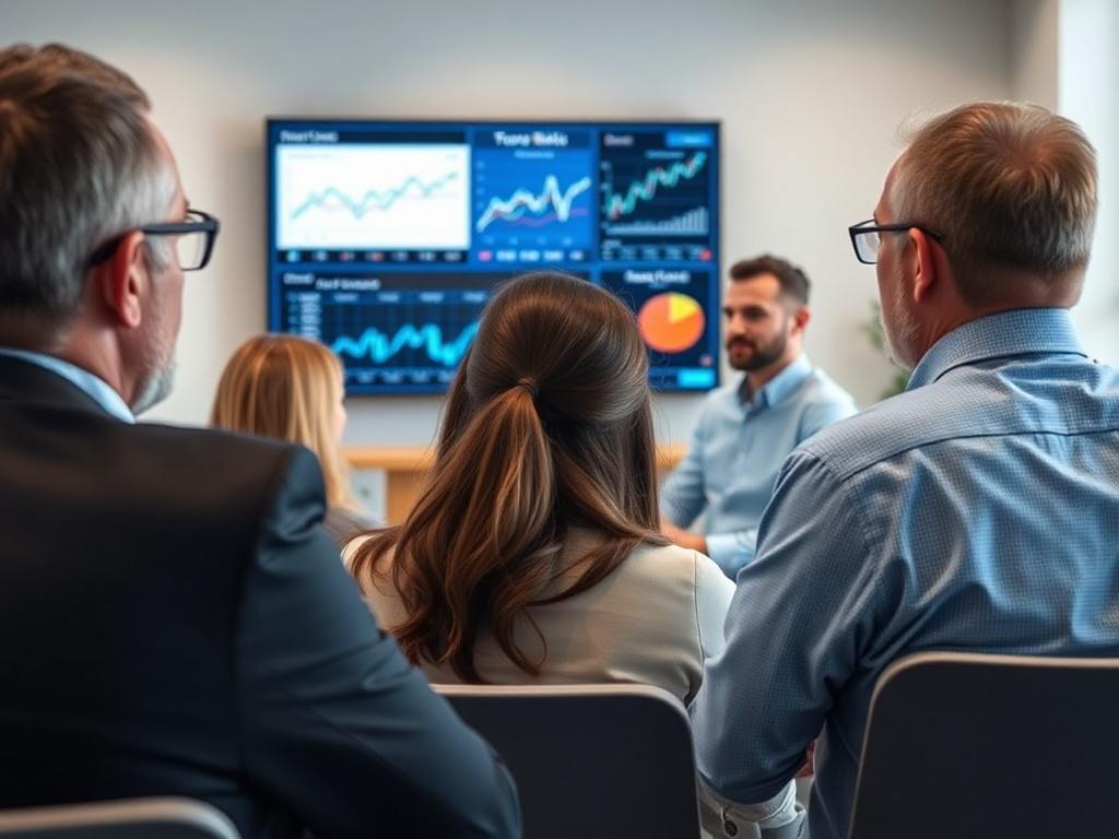 A financial expert presenting institutional grade financing insights to a