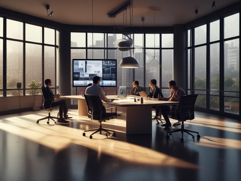 A high resolution image of a modern workspace featuring a