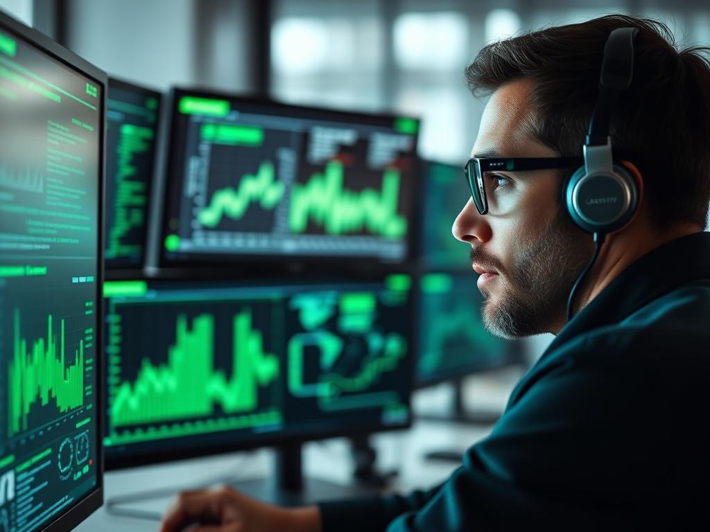 A hyper realistic close up shot of a cybersecurity expert