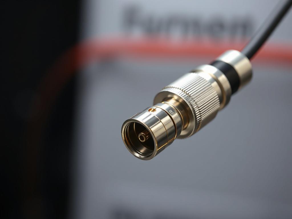 A close up shot of a custom coaxial cable assembly