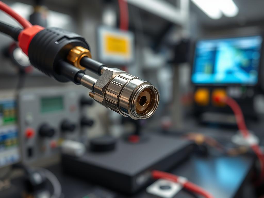 A hyper realistic close up of a prototype coaxial cable