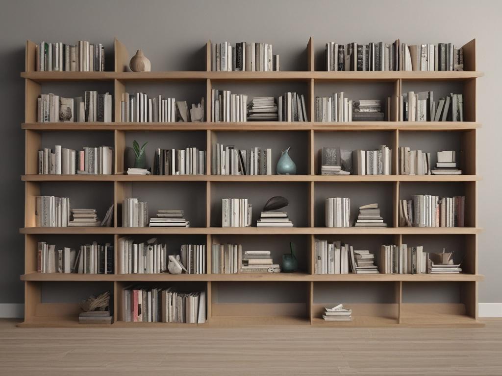 custom bookshelf, handcrafted wood shelves, elegant storage