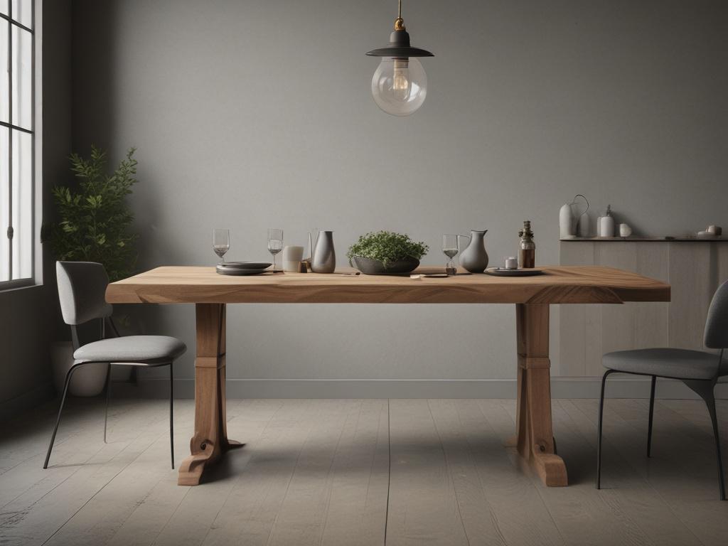 custom dining table, wood furniture, handcrafted, rustic, modern