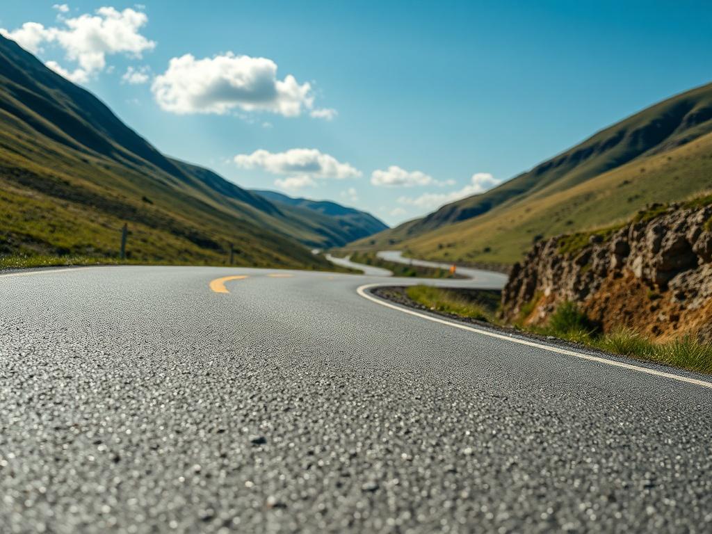 **AI Image Generation Prompt:**

Create a realistic high-resolution photo that visually represents the theme "Everyday is a winding road." The composition should be simple and clear, featuring a solitary winding road that stretches into the distance. The subject should be the road itself, capturing its curves and sinuous nature, emphasizing the journey ahead. 

The background should showcase a serene landscape, possibly with rolling hills on either side of the road, lush greenery, and a clear blue sky adorn