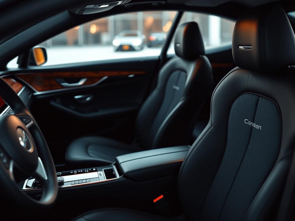 A hyper realistic close up shot of a sleek black