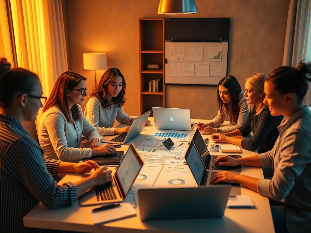 A high resolution image showcasing a digital marketing strategy brainstorming