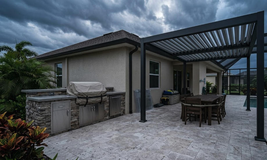 South Florida backyard before a storm.