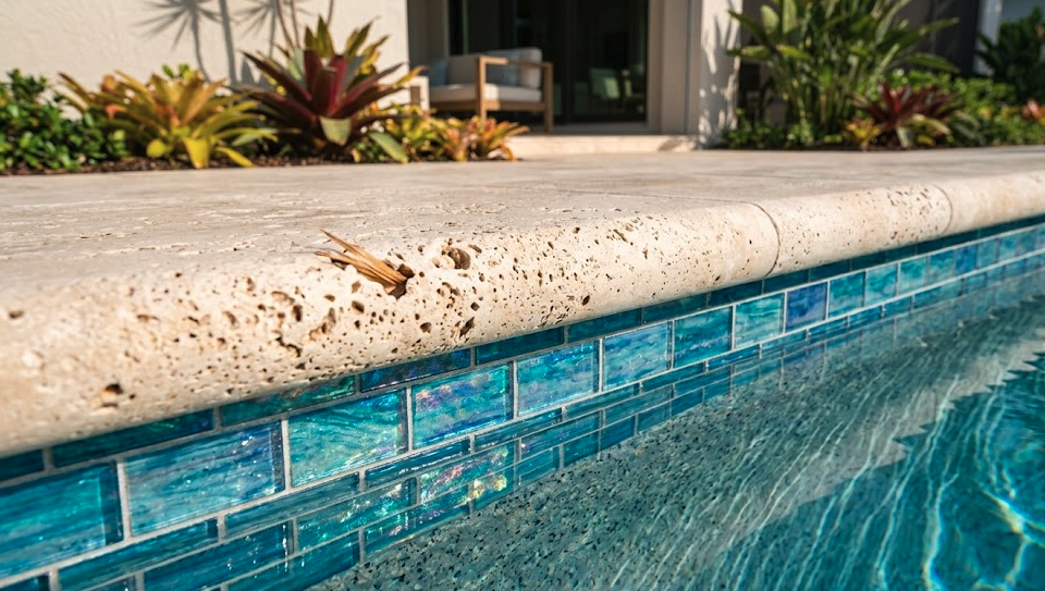 Edge of a modern pool in South Florida