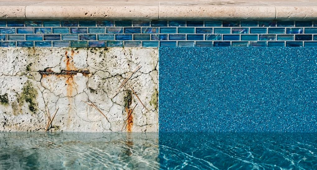 Before and after of a pool surface