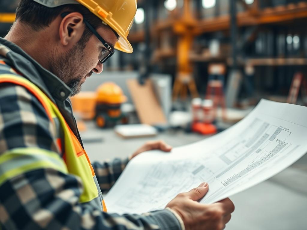 A focused close up shot of a construction site with