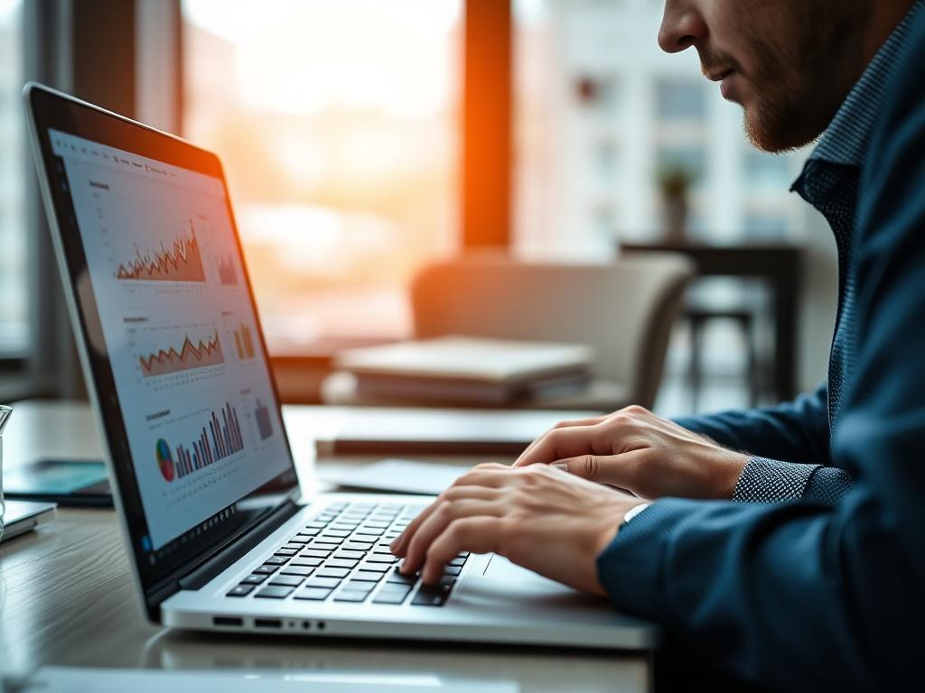 A close up shot of a cost analyst reviewing financial