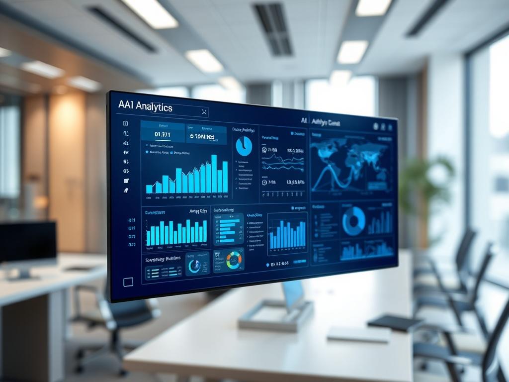 A close up shot of a futuristic AI interface displaying