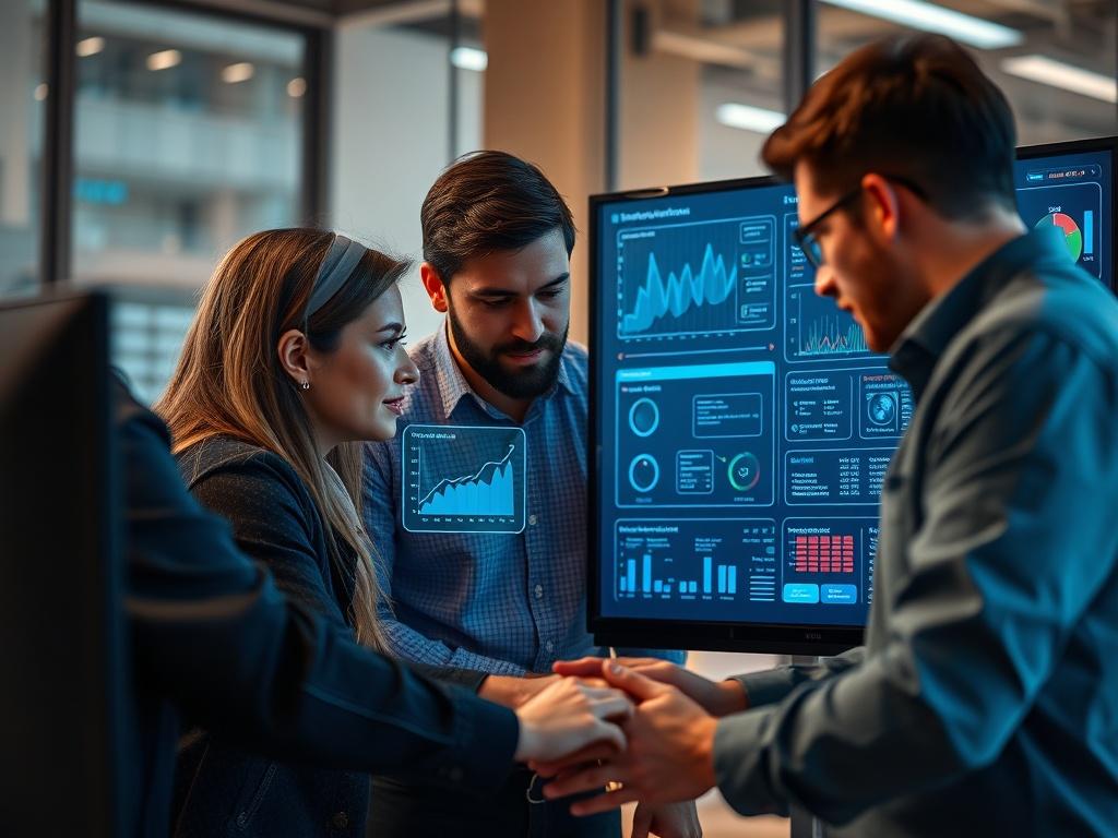 A hyper realistic close up shot of a team collaborating