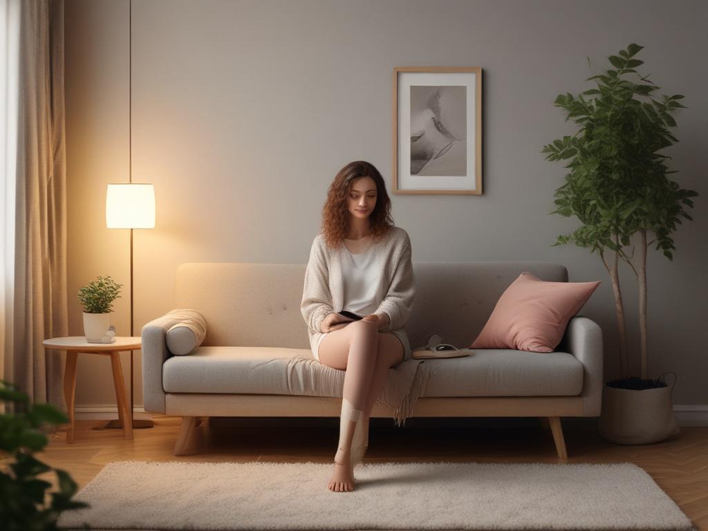 A peaceful scene of a person sitting in a cozy