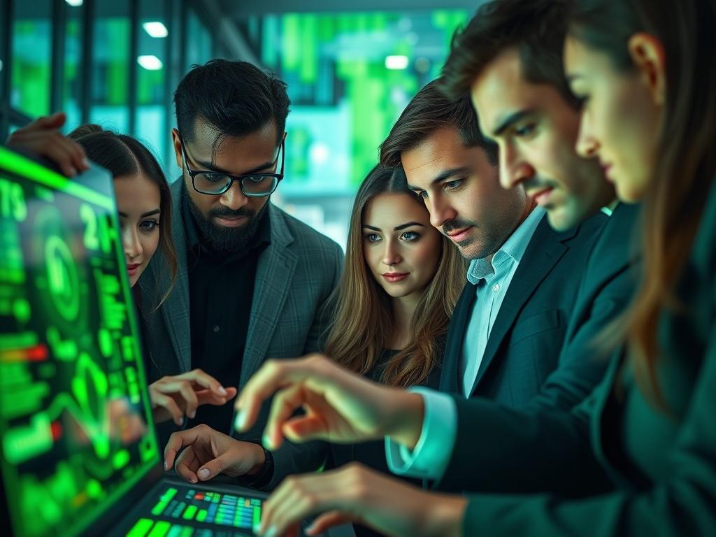 A close up shot of a diverse group of professionals