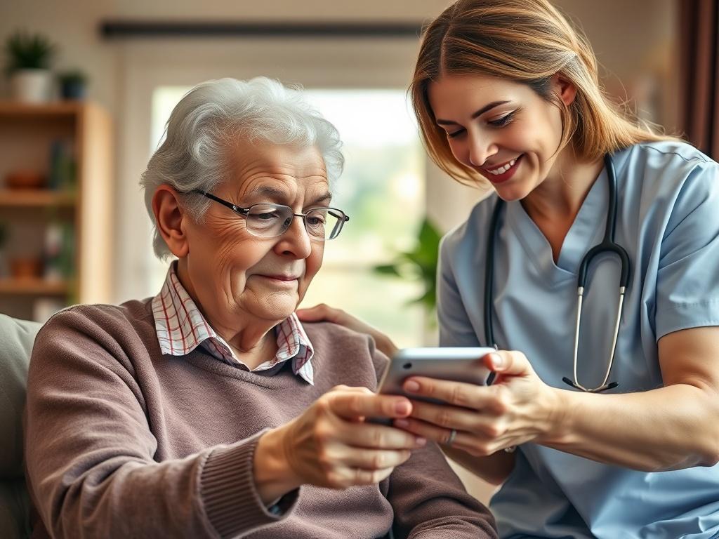 A close up shot of a caregiver assisting an elderly