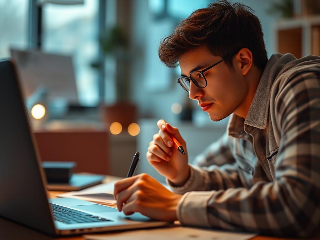 A hyper realistic close up shot of a graduate student