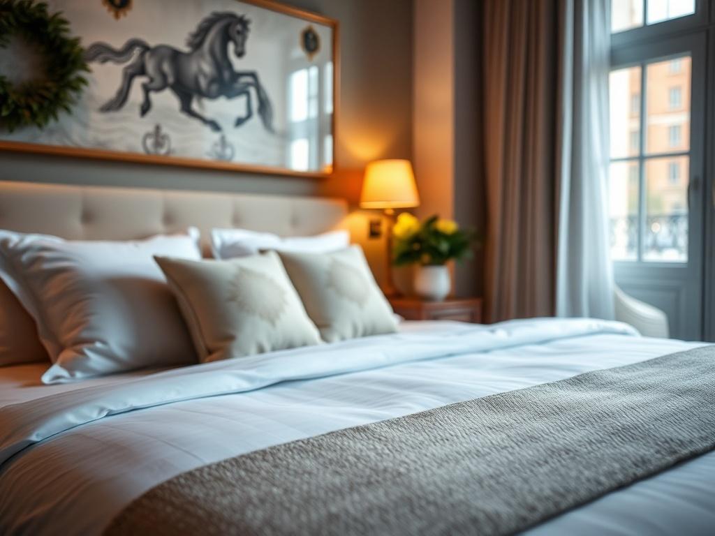 A close up shot of a beautifully staged Airbnb room,