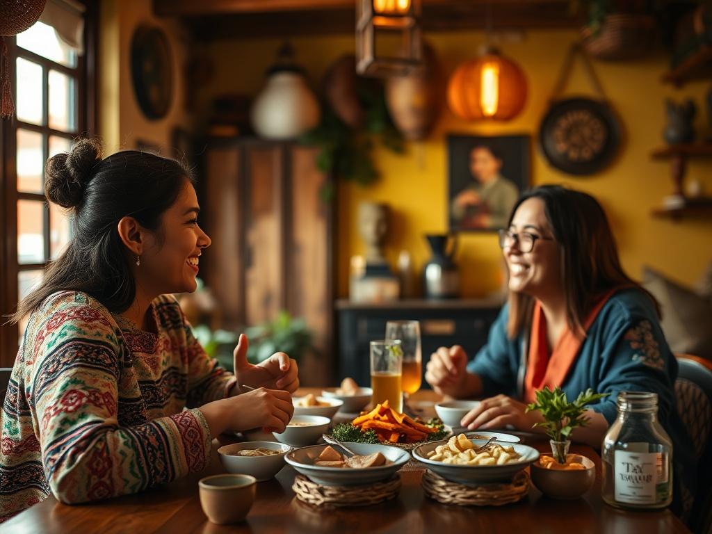 An inviting scene of a traveler's experience in a local