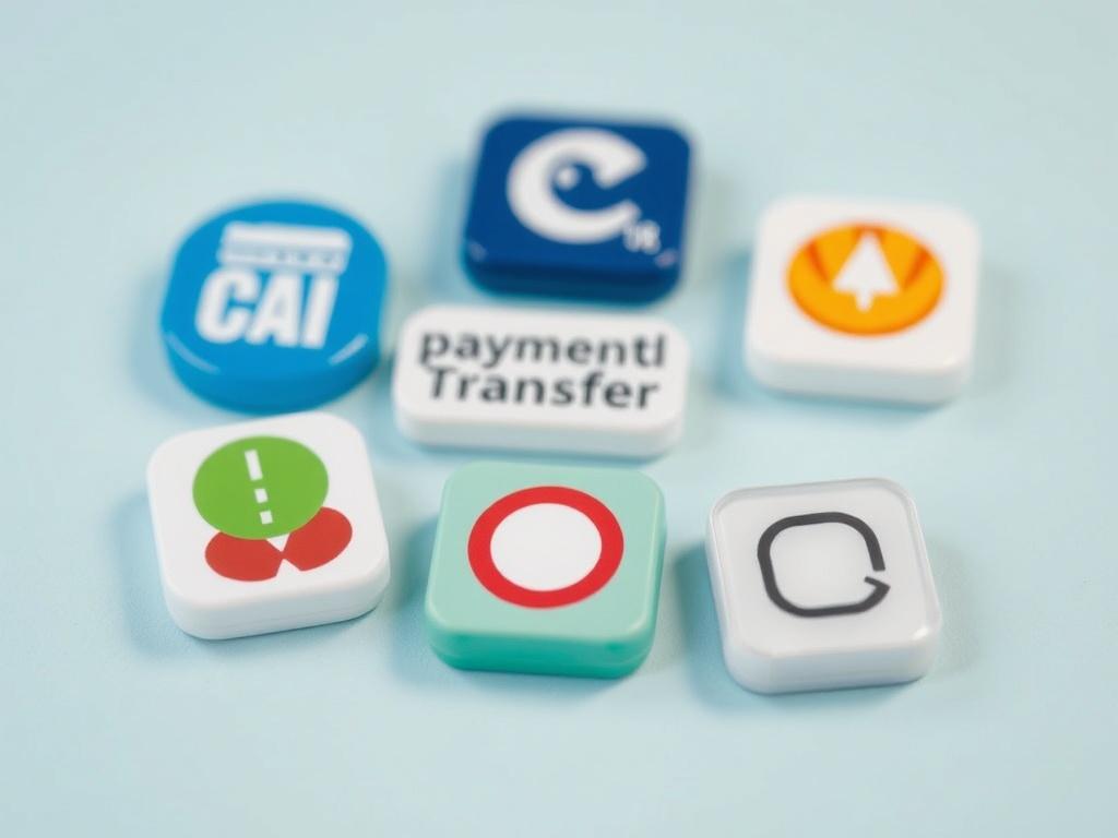 A close up shot of various payment method icons (like