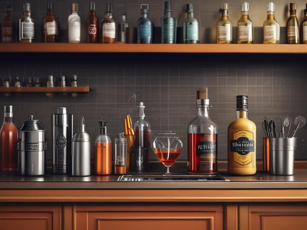 A realistic high resolution image of a well organized bar