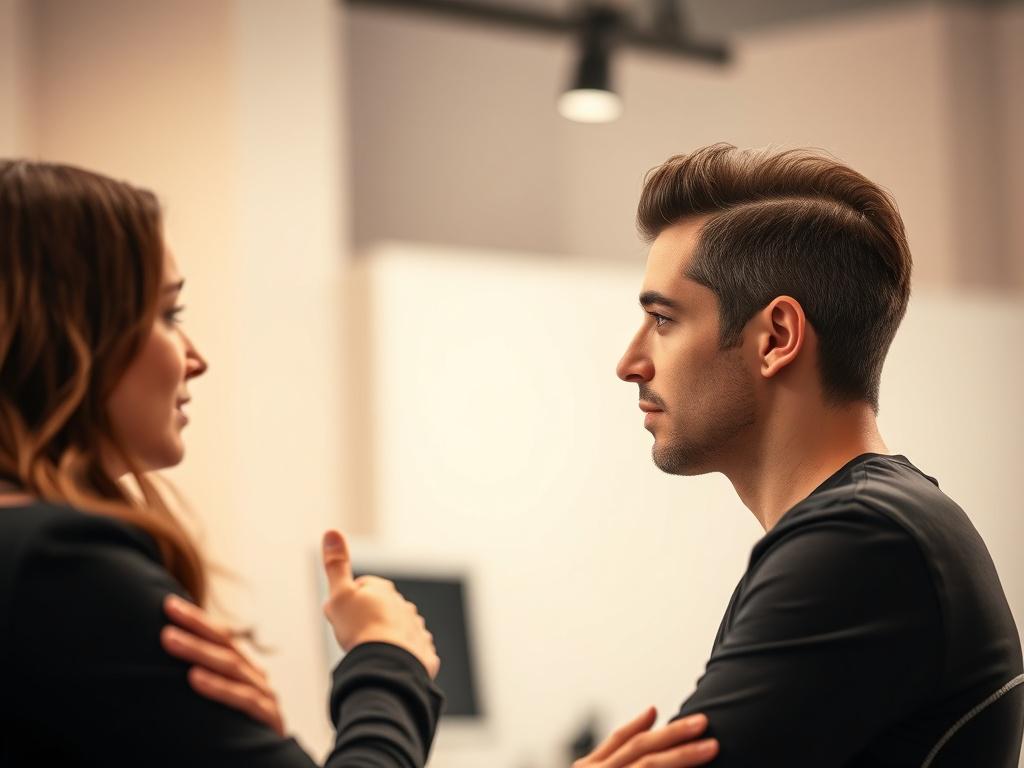 A close up shot of a hair technician consulting with