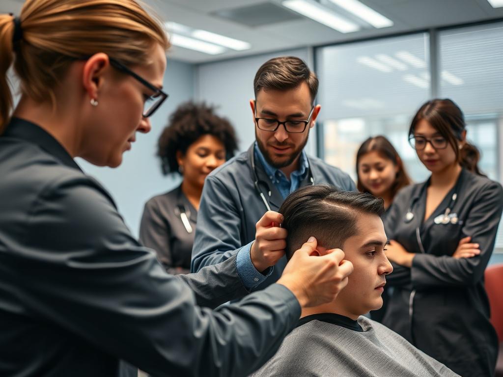 A focused training session in a bright, modern training room