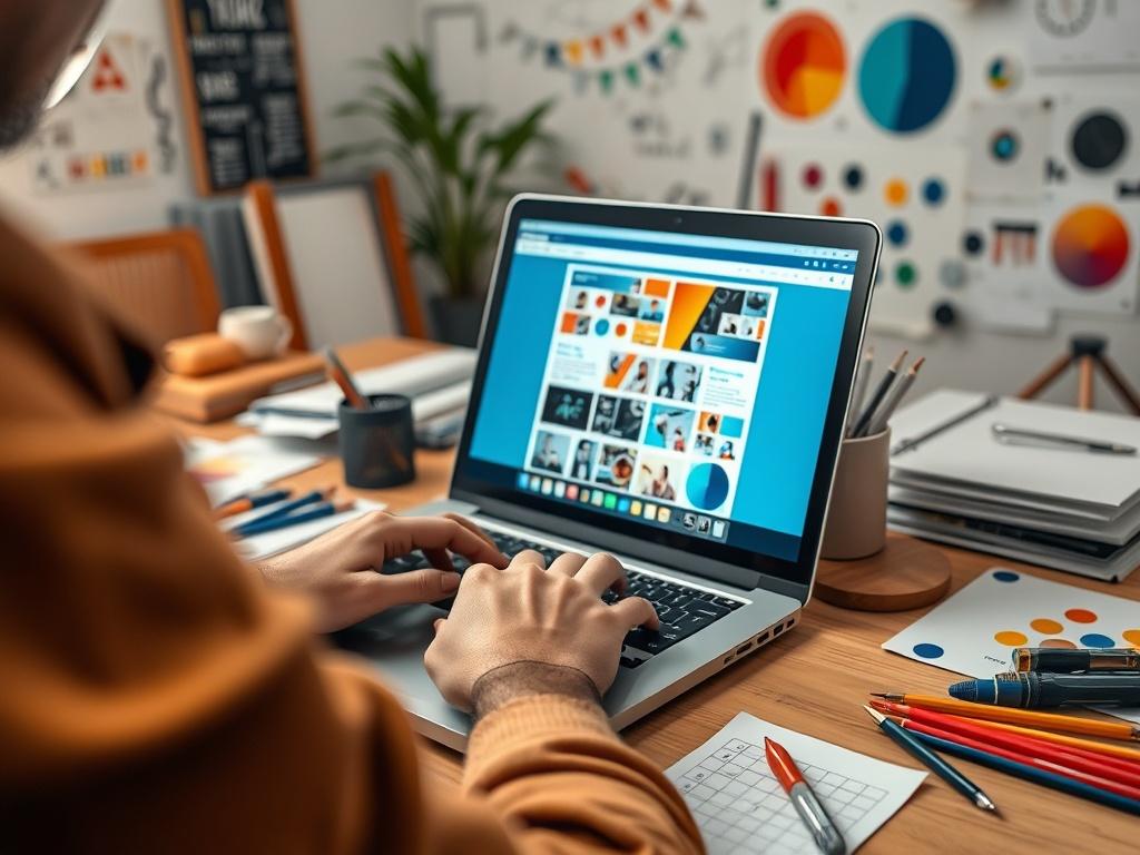 A close up shot of a web designer working on