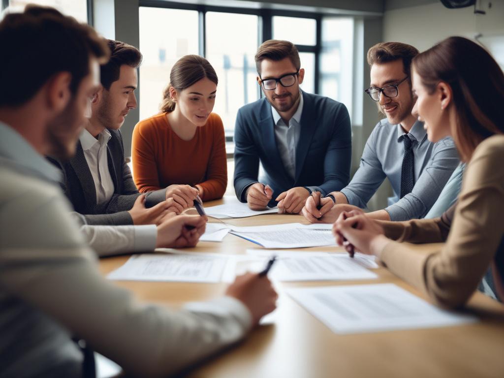 high-resolution close-up of a group of professionals engaged in an investment training session, classroom setting, vibrant learning atmosphere, focus on interaction and engagement