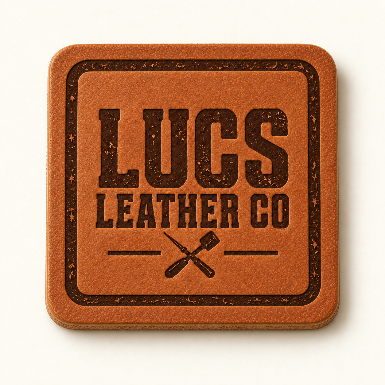 Square Luc's Leather Co drink coaster