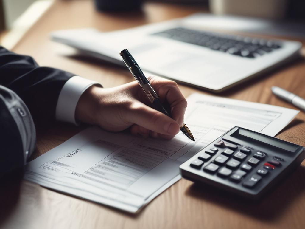 close up shot of a person reviewing financial documents, with
