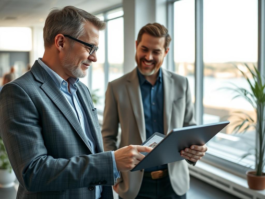 A close up shot of a real estate agent discussing