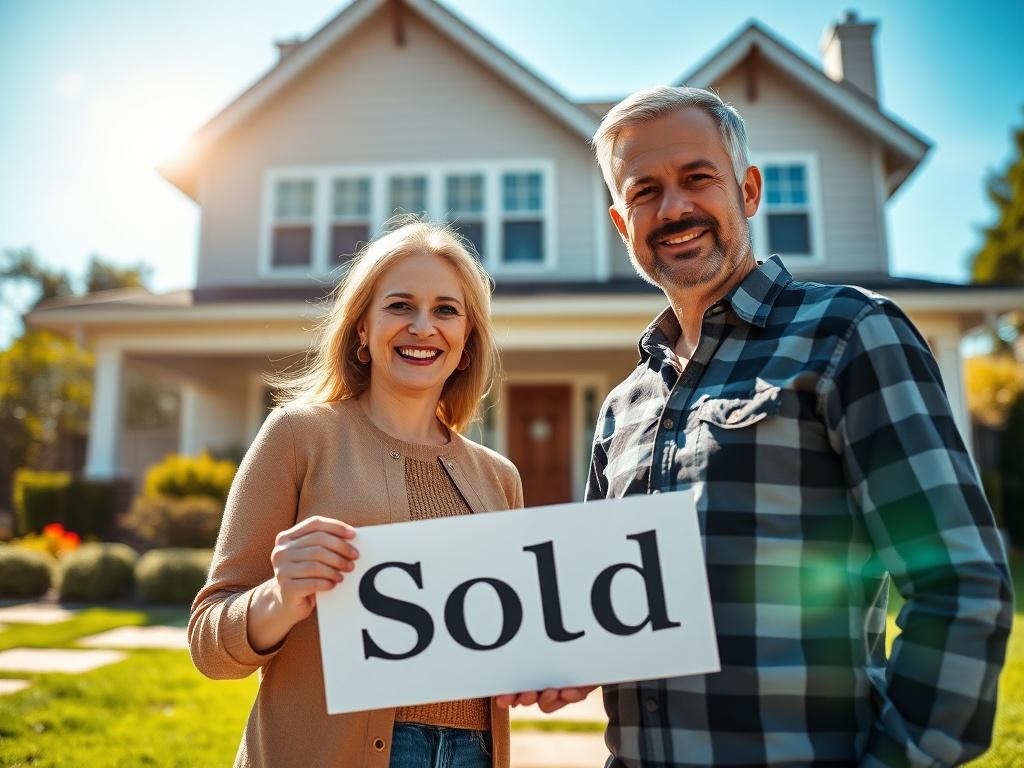 A close up shot of a happy couple standing in