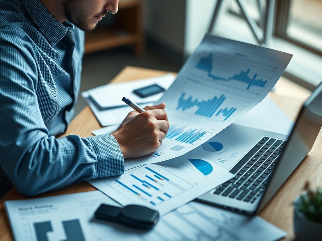 A close up shot of a real estate analyst sitting