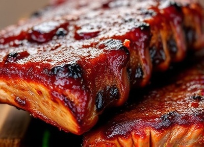 Smoky BBQ ribs with caramelized glaze