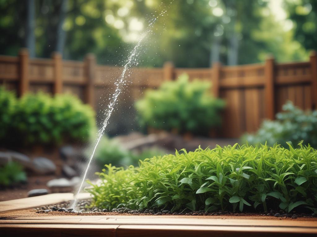 A close up shot of a green garden with a