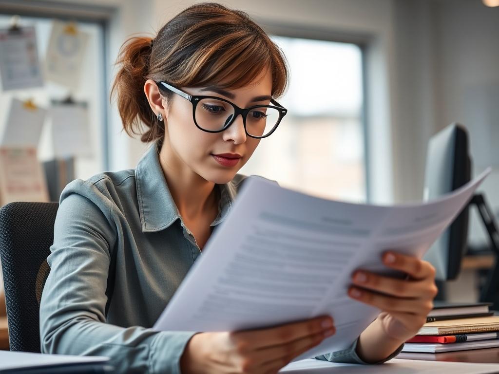 A close up shot of a professional educator reviewing a