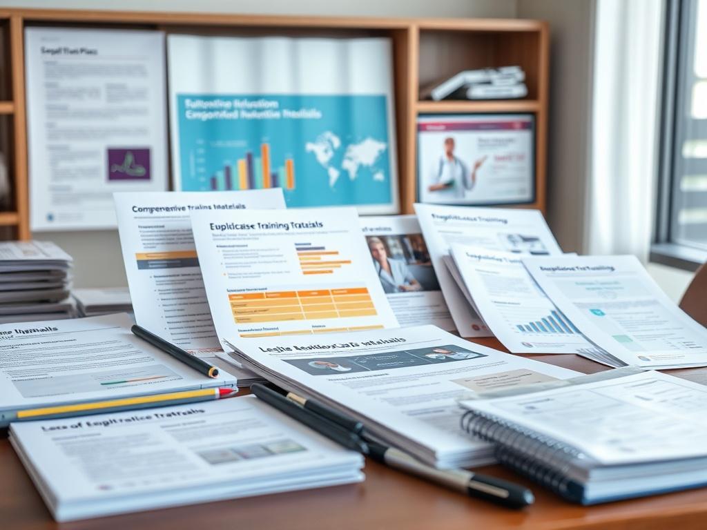 A close up shot of comprehensive training materials displayed on