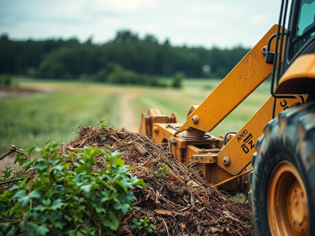 A high resolution close up of a land clearing machine